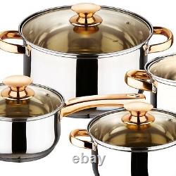 12 Pcs Stainless Steel Induction Hob Saucepan Casserole Dining Cookware Pot Set
