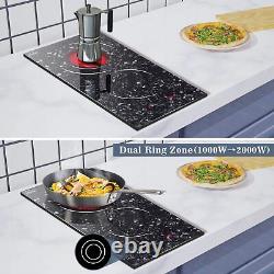 2 Zone Ceramic Hob, Hobsir Built-in Electric Hob 30cm, Marble, 3200W, Touch Cont