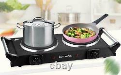 2500w Portable Electric Cooker Double Hob Hot Plate Table Top Black Hotplate
