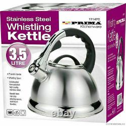 3.5L STAINLESS STEEL WHISTLING KETTLE GAS ELECTRIC CERAMIC HOBS CHROME KETTLE uk