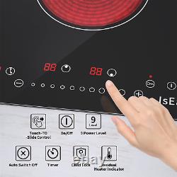 30cm Ceramic Hob 2 Zone Built-in Electric Worktop Touch Control Timer Glass