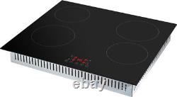 4 Zone Built-In Hob Touch Control 6000W Electric Ceramic Cooker Black Plug in