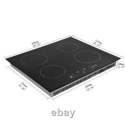 4 Zone Built-in Electric Cooktop Hob Touch Control 6000W Cooker Kitchen in Black