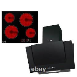 4 Zone Ceramic Hob & 60cm Angled Chimney Cooker Hood Bundle