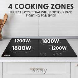 4 Zone Ceramic Hob & 60cm Angled Chimney Cooker Hood Bundle