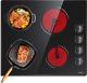 4 Zone Electric Ceramic Hob 60cm 6000w Knob Control Non-abrasive Black Glass