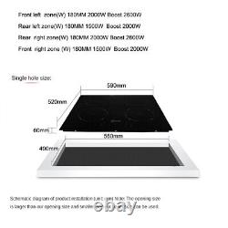 4 Zone Electric Induction Hobs with Touch Control Built in Black Glass Cooker UK