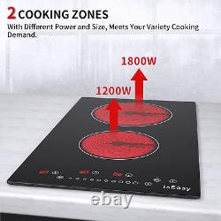51cm 2Hob Electric Ceramic Hob Built-in Cooktop Child Lock Timer & Touch Control