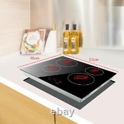 57Cm Ceramic Hob with Electricity 4 Cooking Zones Touch Controls & Black Built-In