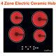 6000w Electric Ceramic Hob 59cm Touch Control 4 Zone Satin Glass Kitchen Cooker