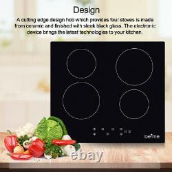 6000W Electric Ceramic Hob 59cm Touch Control 4 Zone Satin Glass Kitchen Cooker