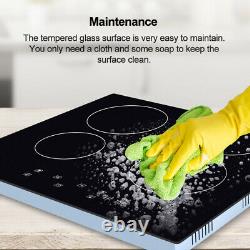 6000W Electric Ceramic Hob 59cm Touch Control 4 Zone Satin Glass Kitchen Cooker