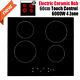 6000w Electric Ceramic Hob 60cm Touch Control 4 Zone Satin Glass Kitchen Cooker