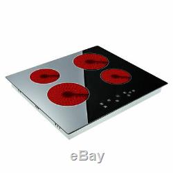 6000W Electric Ceramic Hob 60cm Touch Control 4 Zone Satin Glass Kitchen Cooker