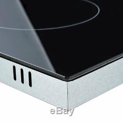 6000W Electric Ceramic Hob Black 60cm Touch Control 4 Zones Satin Gloss Glass