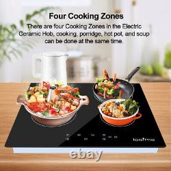 6000W Electric Ceramic Hob Touch Control 4 Zone 60cm Satin Glass Kitchen Cooker