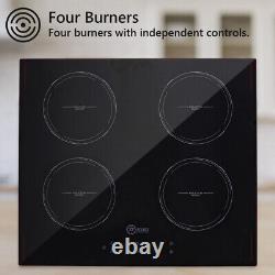 60cm 4 Zone Built-in Touch Control 7000With9200W Induction Hob Burners Timer Black