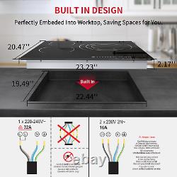 60cm Electric Ceramic Hob in Black Built-in Worktop 3 Zones Touch Control Timer