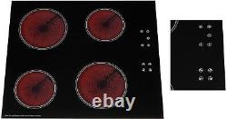 60cm Electric Ceramic Hob with 9 Power Levels & Child Lock, 4 Zone CERH615BL