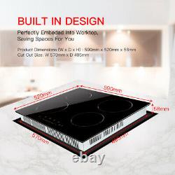 60cm Electric Induction Hob Built-in Cooktop 4 Zone Touch Control Black Lock UK