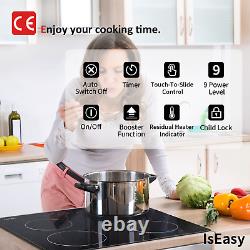 60cm Electric induction cooker Hob Black Built-in 4 Zones Touch Control Timer