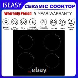 60cm Glass Electric induction Hob Black, Built-in 4 Zones Touch Control Timer