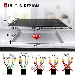 77 CM Electric Ceramic Hob 5 Zone Built-in, Touch Control, Timer, Child Lock Black