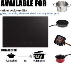 77cm Ceramic Hob, Built in Black Glass 5 Burners Electric Cookers Hob