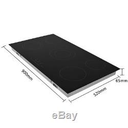 8600W 90cm 5 Zone Touch Control Induction Glass Ceramic Electric Hob Black