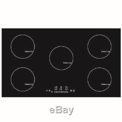 90cm 5 Zone Built-in Touch Control Electric Ceramic Induction Hob Cooker Black