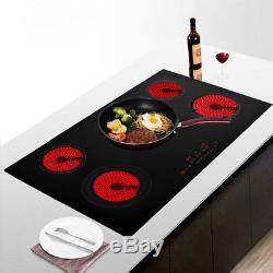 90cm 5 Zone Electric Ceramic Hob Frameless Touch Control Cooking Black 220-240V