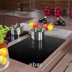 90cm 5 Zone Induction Hob Built-in Satin Glass Cooker Touch Control in Black