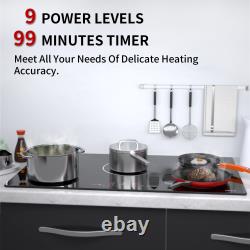 90cm 5Zone Induction Hob, Built-in, Electric, Touch Control, Child Safety Lock, Black