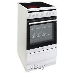 Amica 508CE2MSW 50cm White Free Standing Single Electric Cooker With Ceramic Hob