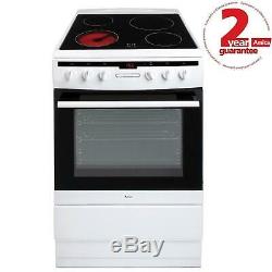 Amica 608CE2TAW 60cm White Free Standing Single Electric Cooker With Ceramic Hob