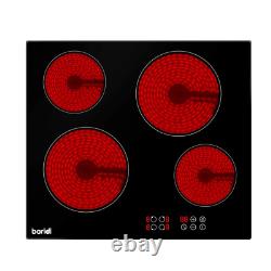 Baridi Built-In Ceramic Electric Cooker Hob 4 Cooking Zones 60cm Black Glass B