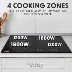 Baridi Built-In Ceramic Electric Cooker Hob 4 Cooking Zones 60cm Black Glass B