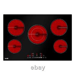Baridi Ceramic Electric Cooker Hob Touch Control 5 Cooking Zones 77cm Black (A)