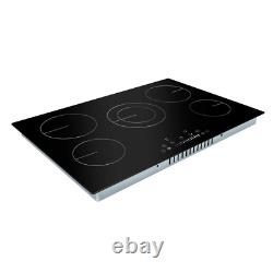 Baridi Ceramic Electric Cooker Hob Touch Control 5 Cooking Zones 77cm Black (A)