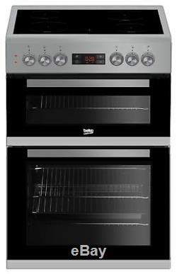 Beko KDC653S Free Standing 60cm 4 Hob Double Electric Cooker Silver