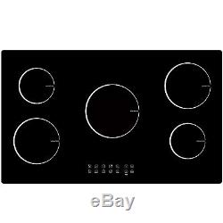 Black Cookology 90cm Induction Hob & Curved Glass Chimney Cooker Hood Pack
