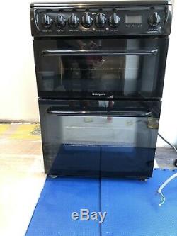 Black Hotpoint HAE60KS Freestanding Electric Cooker, double oven and ceramic hob