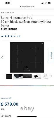 Bosch Serie 4 PUE611BB1E Electric Induction Hob Black New Graded 60cm