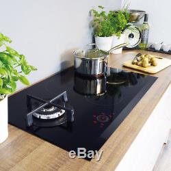 CDA HNG7410FR Black 4 Zone Induction Touch Control Hob With Single Gas Wok Burner