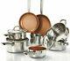 Cermalon 11pc Stainless Steel, Copper, Induction Pan Set Non-stick Ceramic Hobs