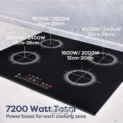 CIARRA Induction Hob 4 Zones, Power Booster, Touch Control, 9 Levels, Child Lo