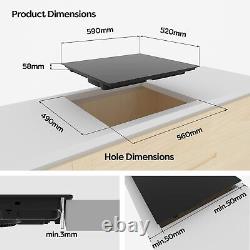 CIARRA Induction Hob 4 Zones, Power Booster, Touch Control, 9 Levels, Child Lo