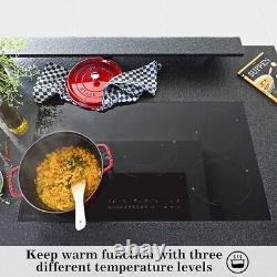 COVERCOOK 77cm Ceramic Hob, Built in Black Glass 5 Burners Electric Cookers Hob