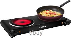 CUSIMAX Double Electric Hob, Portable Ceramic Hot Plate, Double Camping Hob Hob