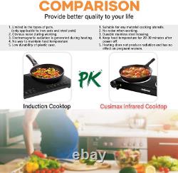 CUSIMAX Double Electric Hob, Portable Ceramic Hot Plate, Double Camping Hob Hob
